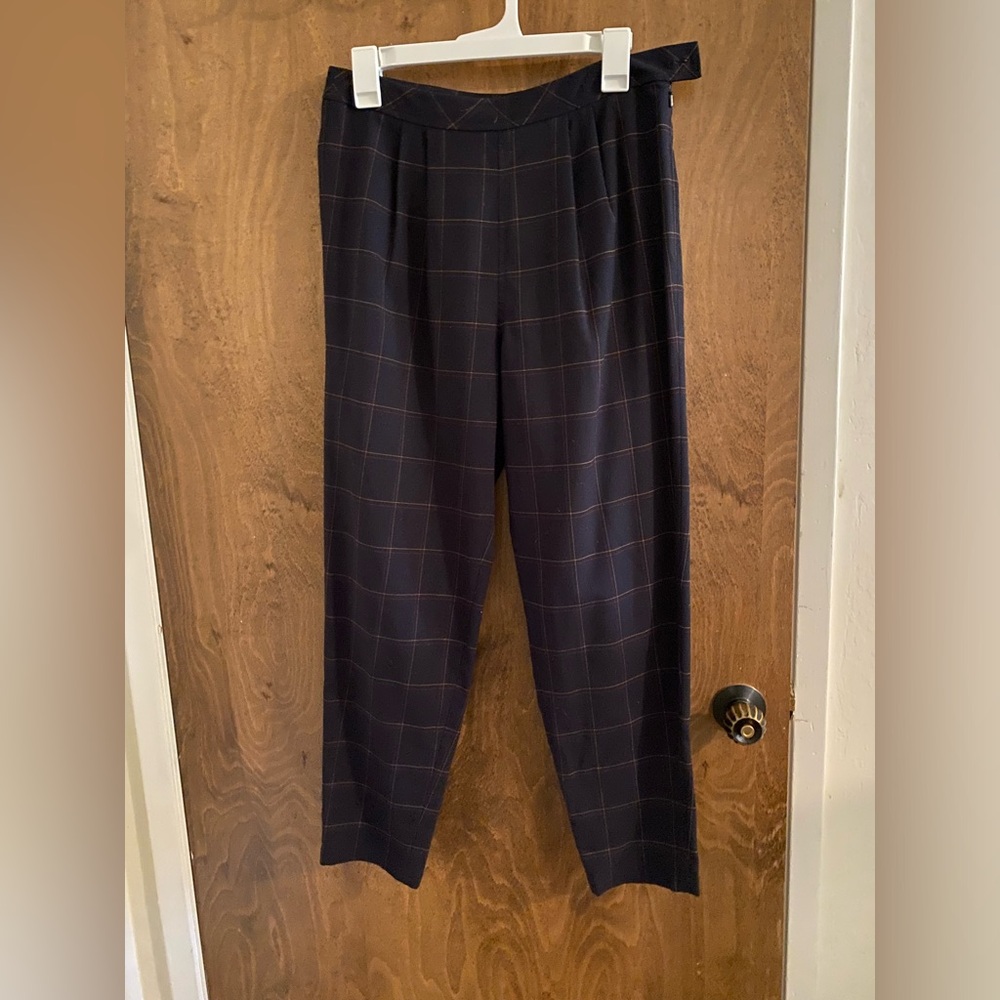 Navy Plaid Pants